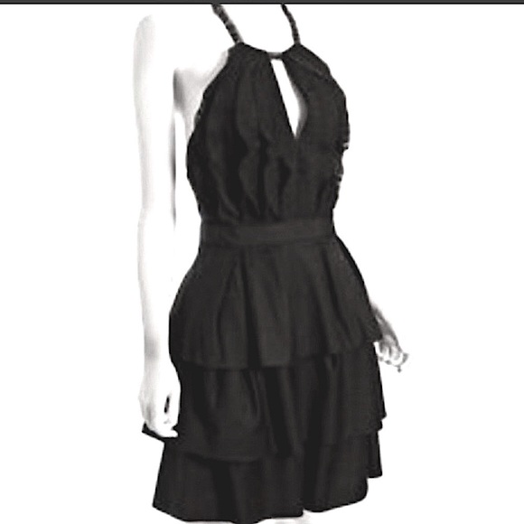 BCBGMaxAzria Dresses & Skirts - BCBG Cocktail Dress. LBD. Halter, tiered skirt.